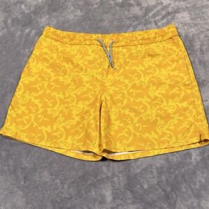 Southern‎ Tide Swim Trunks The Skipjack Mens Medium Yellow Printed Mesh Lined 6"